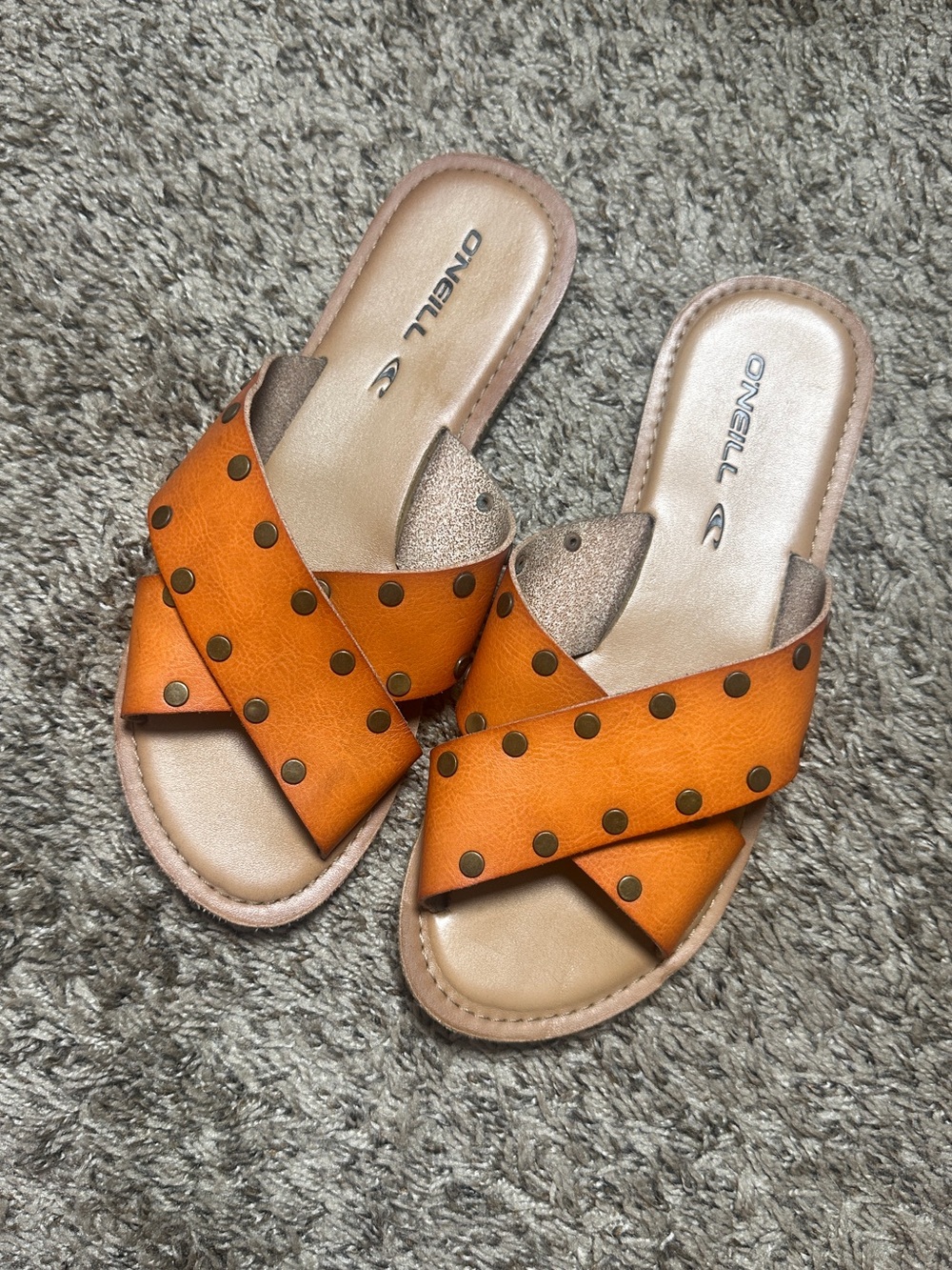 O’Neill Studded Crisscross Slide Sandals 6.5